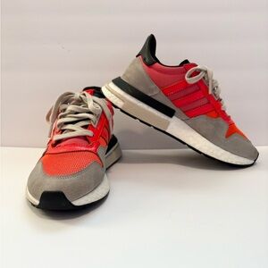 Adidas Originals ZX 500 RM Boost Solar Red and‎ Gray Sneakers Men’s 5 Women’s 7